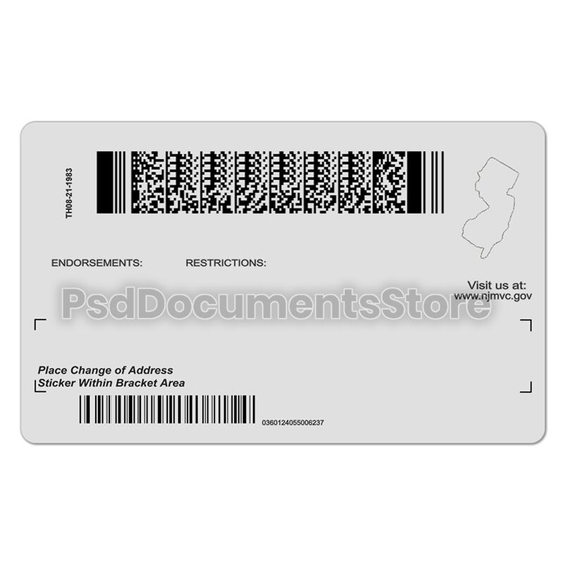 New Jersey Driver License Template PSD Documents Store