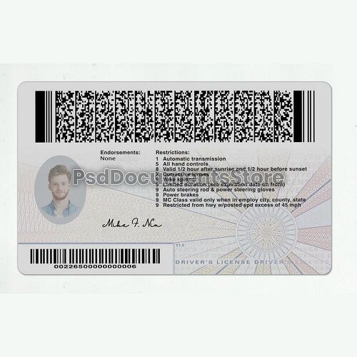 Virginia Drivers License PSD Template PSD Documents Store