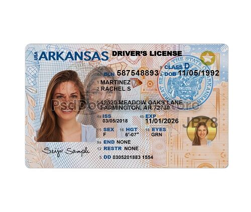 Arkansas Drivers License PSD Template - PSD Documents Store