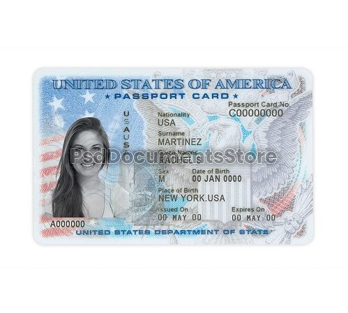 USA Passport Card PSD Template - PSD Documents Store