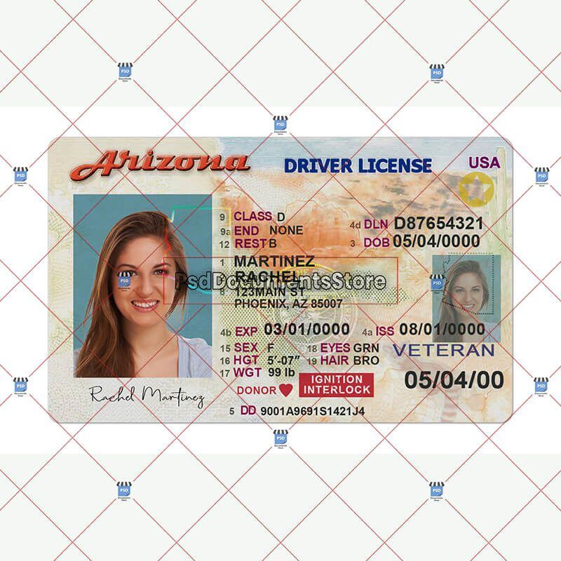 Arizona Driver's License Template - PSD Documents Store