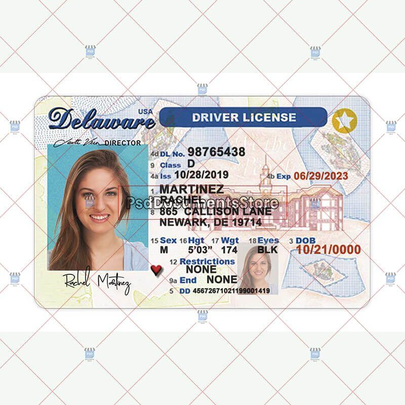 Delaware Driver License Template - PSD Doc Store