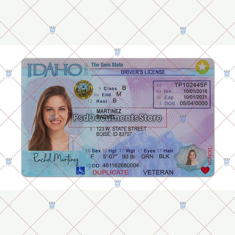 Idaho Drivers License Template - PSD Documents Store