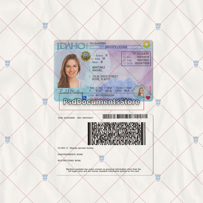 Idaho Drivers License Template - PSD Documents Store