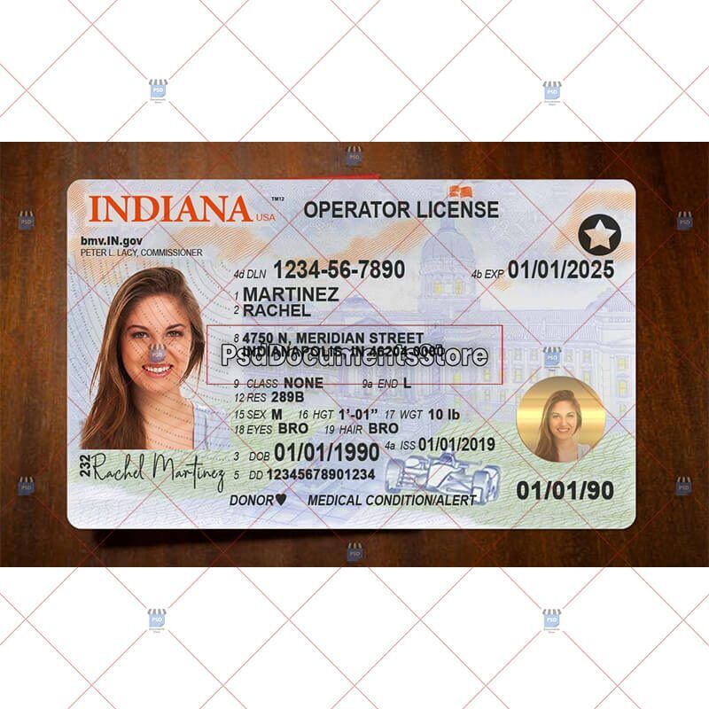 Indiana Driver's License Template - PSD Documents Store