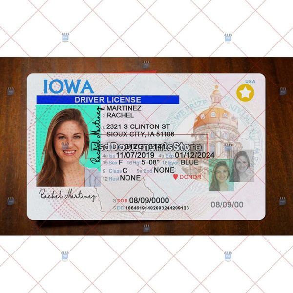 Iowa Driver's License Template -PSD DOC Store