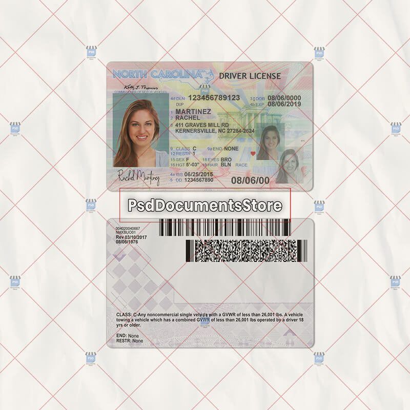 North Carolina Driver License Template Psd Documents Store