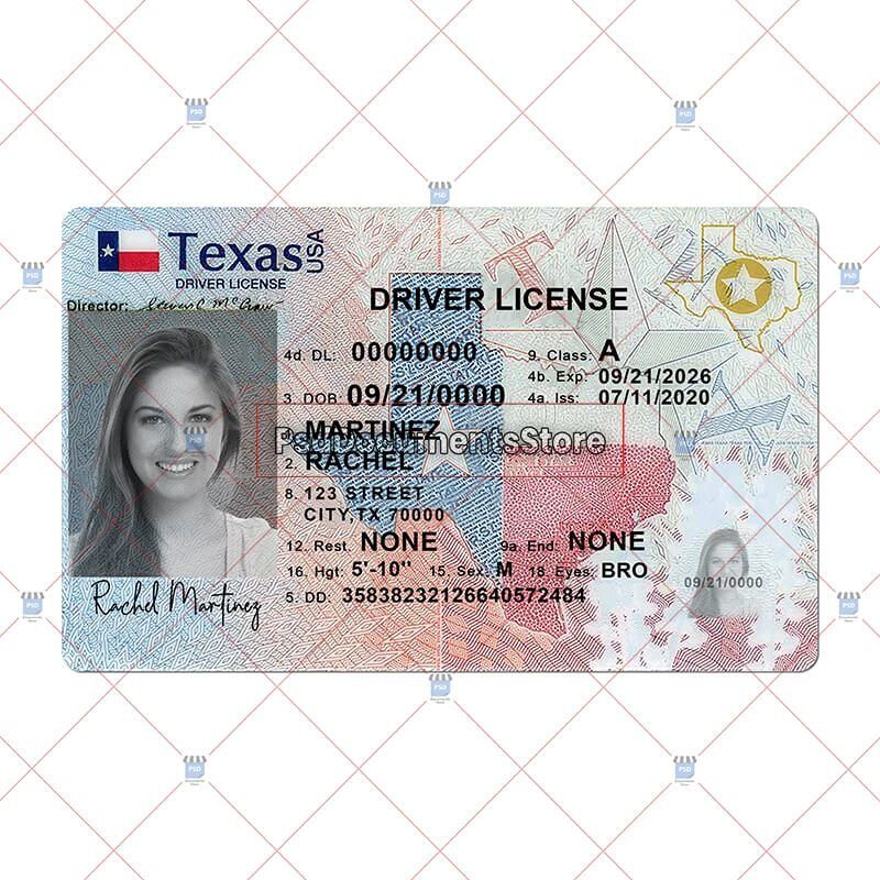 Texas Driver License Template New (v2) - PSD Doc Store