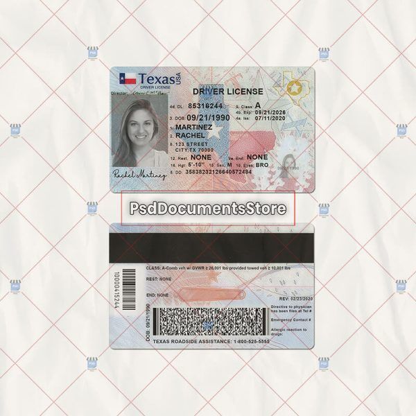 Texas Driver License Template New (v2) - PSD Doc Store