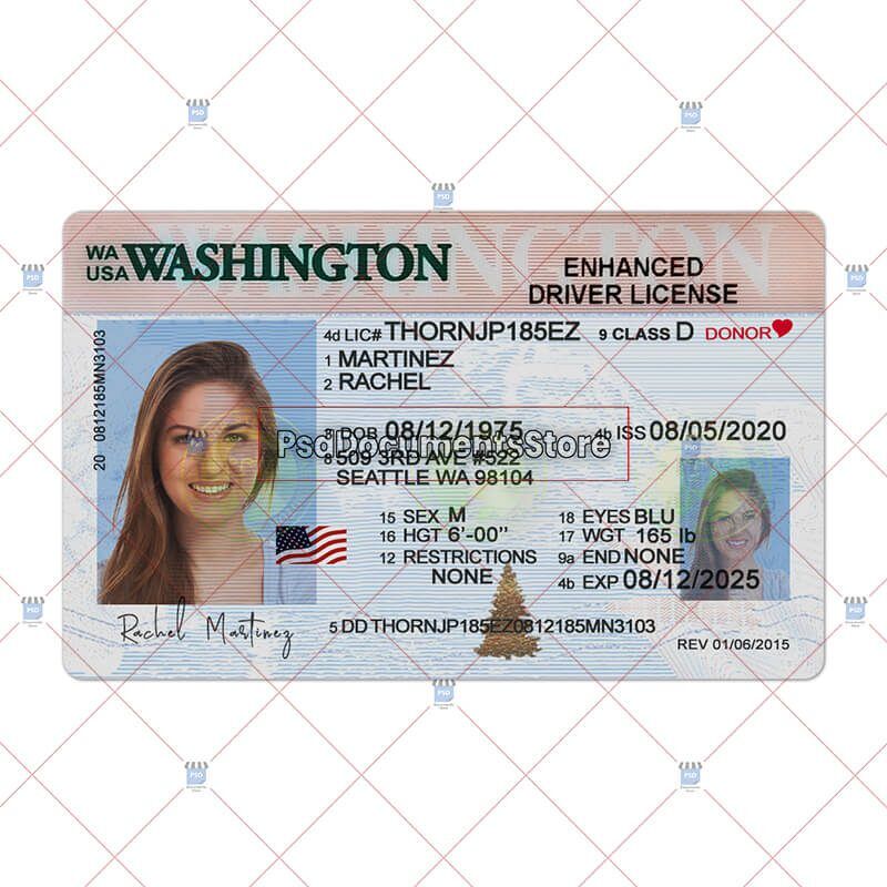 Washington Driver License Template -PSD Documents Store