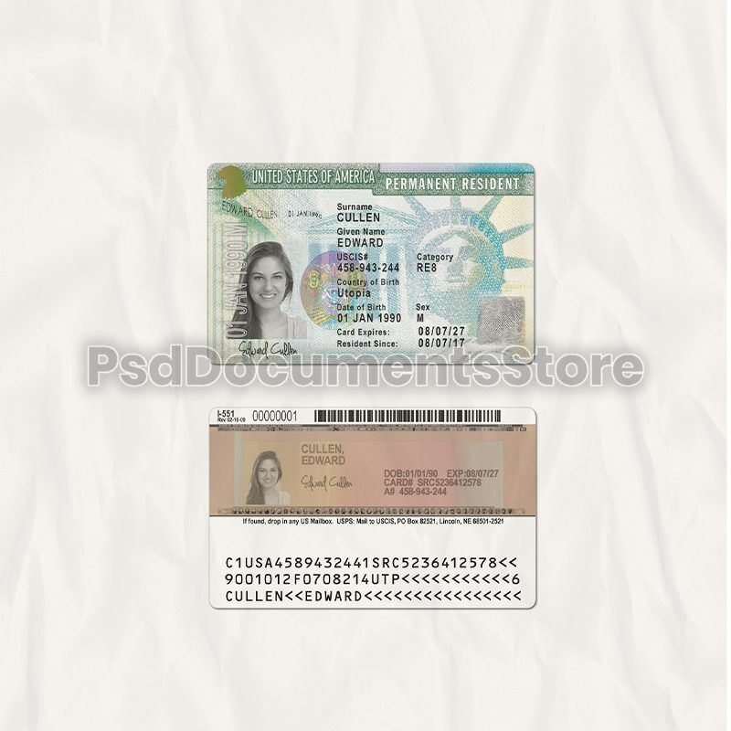 US Permanent Resident Card PSD Template