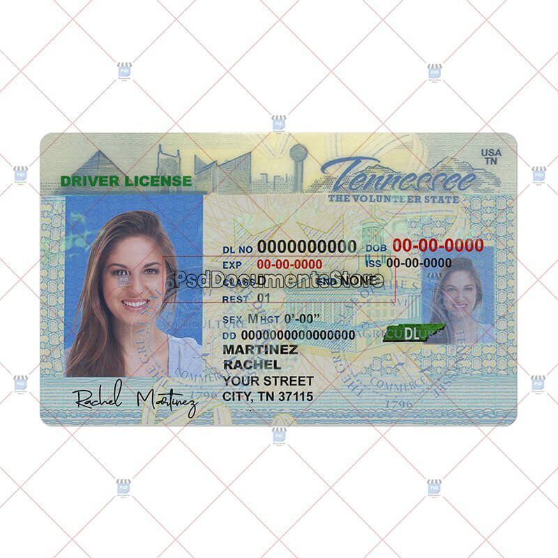 Tennessee Driver License PSD Template